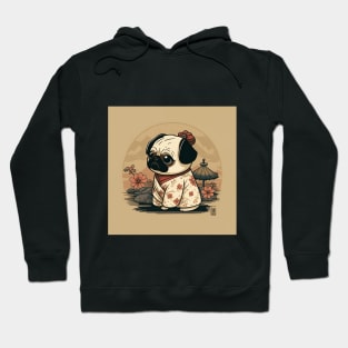 Pug in Tradition: Japanese Attire in Anime Style Hoodie